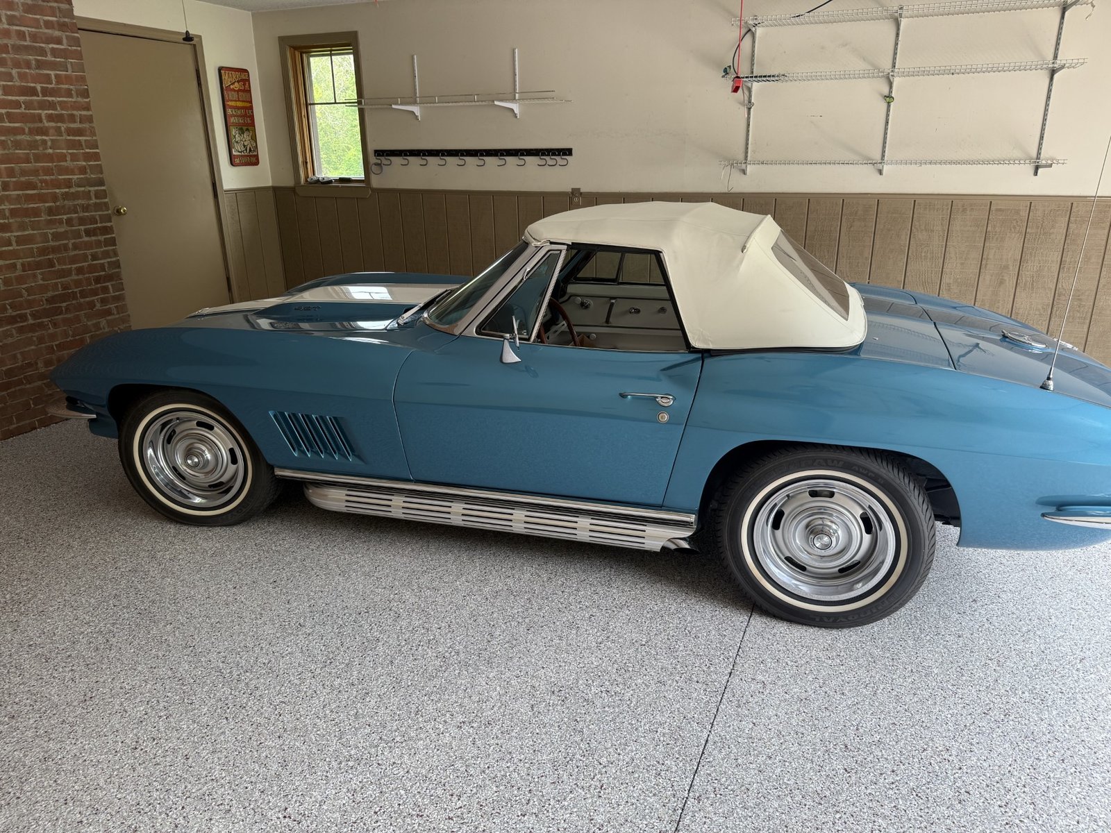 Classic Corvette on LionStone Granite Flake Garage Floor