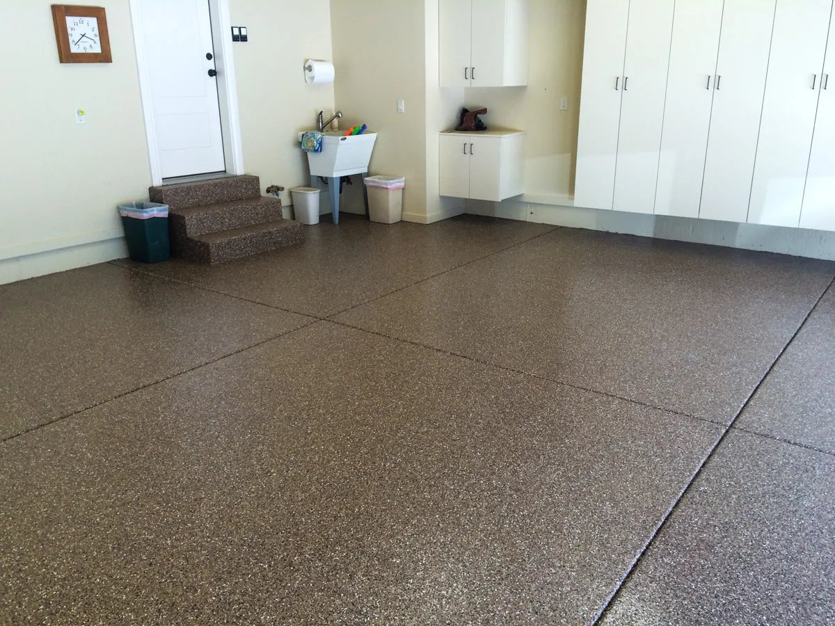 Finished Basement Moisture Barrier and Flake Epoxy Living Space